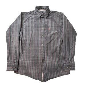 Ariat Shirt Mens L Grey Pro Series Fitted Plaid Button Down Long Sleeve 10016086